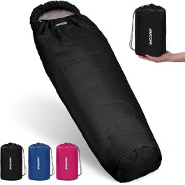Сплячий мішок 3/4 сезонів Ultraleicht Mumienschlafsack (800г/1600г) для дорослих – Outdoor, кемпінг, трекінг, відпочинок в приміщенні (Чорний)