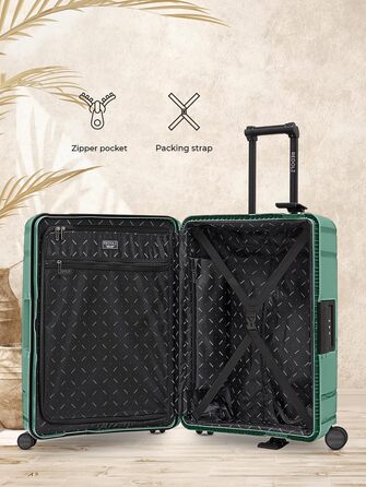 Набір валіз REDOLZ Hartschalen 3-в-1 з поліпропілену | 3-точкова застібка, TSA-замок, 4 колеса | для жінок та чоловіків (Essentials 15) (Морська хвиля, валіза M (65 см))