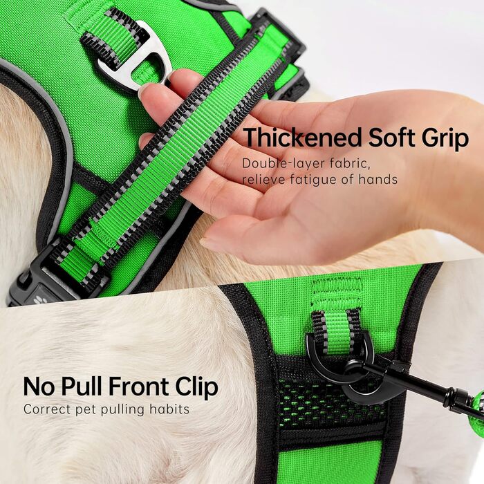 Шлейка для собак середнього розміру NESTROAD, розмір M, протисмикова, для собак середніх порід, обхват шиї 33-43 см, обхват грудей 43-64 см, безпечна, з підкладкою, зелена