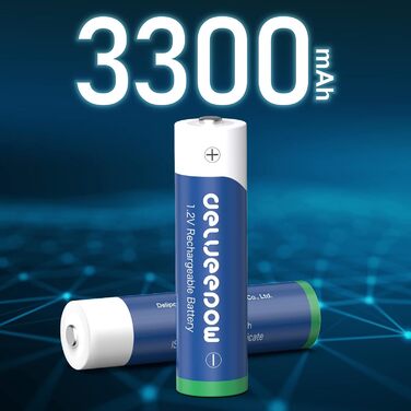 Зарядний пристрій для акумуляторів AA з LCD-дисплеєм, 8 шт. акумуляторів 3300mAh, NiMH 1.2V, 4 слоти для зарядки