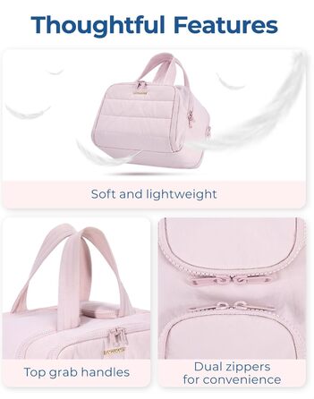 BAGSMART Косметичка для подорожей, рожева - велика, легка, органайзер для косметики та аксесуарів