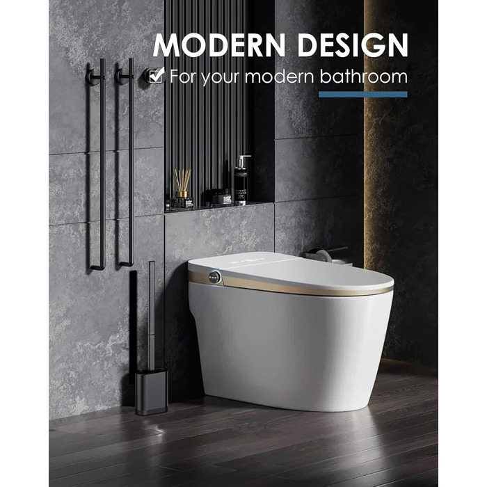 Силіконова щітка для унітазу Klobürste з нержавіючої сталі та контейнером, гнучка щітка для туалету, набір для кріплення на стіну без свердління, для ванної кімнати (чорний)