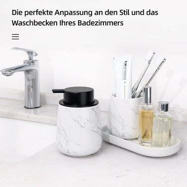 Набір аксесуарів для ванної кімнати Badezimmer Set Umlaca: мильниця, дозатор мила 350 мл, стакан для зубної пасти 320 мл, білий, для душу та умивальника