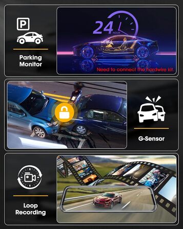 Дзеркало-відеореєстратор з камерою заднього виду Dual 1080P, 10