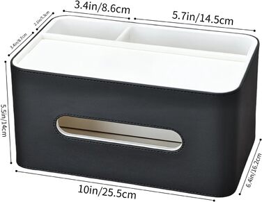 KINGFOM Склянка для серветок з 2 відсіками, шкіряна, для дому, офісу, ванної кімнати (Чорний)