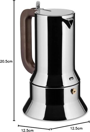 Alessi 9090/6 Espresso Machine, 6 Cups, for Induction, Stainless Steel, Silver, 15.5 x 13.5 x 27 cm, 15.5 x 13.5 x 27 cm, Single