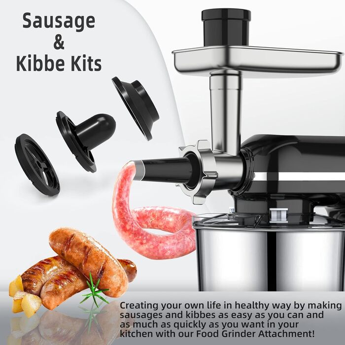 Homlee 3-in-1 Kitchen Machine with 1800W Power - Food Processor, Mixer, Meat Grinder & Juicer with 5.5L Stainless Steel Bowl