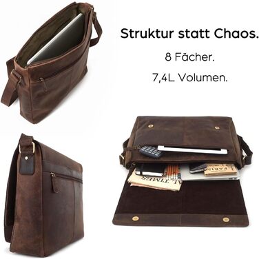 LEABAGS Латтоп-сумка Оксфорд з натуральної шкіри 15 дюймів - Месенджер, робоча сумка, 38x31x10 см, Коричневий