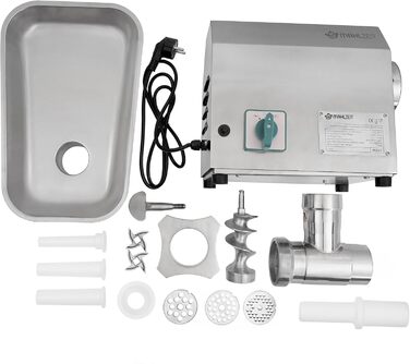 Professional Stainless Steel Electric Meat Grinder - 750W, 150kg/h | Sausage Maker with Filler | Commercial Grade Meat Grinder