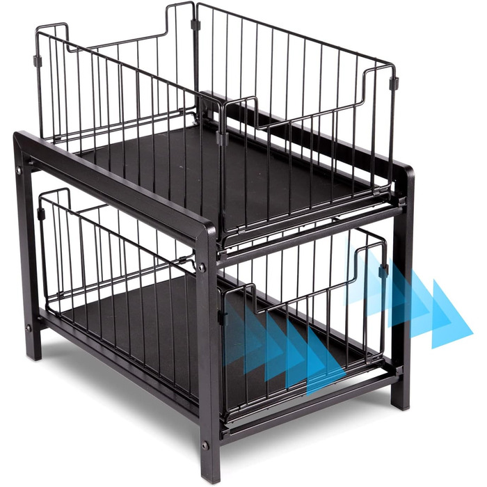 VINILITE Drawer Shelf 2-Tier Pull-Out Cabinet Organizer Kitchen Under-Cabinet Shelf Pull-Out Baskets Dish Cabinet Bathroom Office