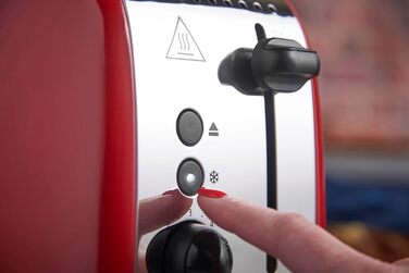 Russell Hobbs Toaster [for 2 slices] Colours Plus Stainless Steel Red (extra wide slots, includes bagel attachment, 6 browning levels + defrost function, Lift & Look function, 1600W) 26554-56 Toaster Compact NEW