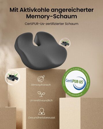 Крісло-подушка ProtoArc для офіса та авто, X-Large, з пам'яті ефектом, чорний, ергономічна підтримка спини