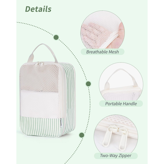 Органайзер для валізи Narwey (6 шт.) - Набір кубів для пакування, компресійні мішки, аксесуари для подорожей (комбінований, зелений)