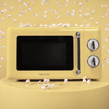 Мікрохвильова піч Cecotec Proclean 5110 Retro Blue, 20л, 700W, мікрохвилі з грилем, 8 програм, таймер 60 хв, функція розморожування, механічне керування, ретро дизайн
