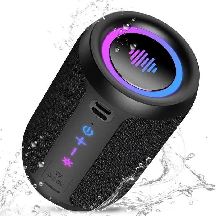 Bluetooth колонка 15W, портативна, водонепроникна IPX7, з TWS стерео, 12 год автономії, чорна – для спорту, вечірок, подорожей