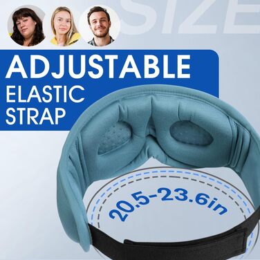 Маска для сну з навушниками Bluetooth Dolida, 3D бамбукова маска для очей з мікрофоном для жінок та чоловіків, зручна для сну на боці (Сіро-блакитна)