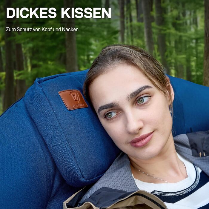 Крісло-місяць EVER ADVANCED Luxus XXL для кемпінгу, складне, до 150 кг, блакитне. З подушкою, для саду, балкону, приміщення.