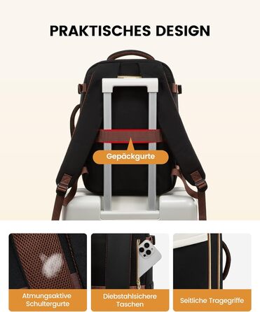 Рюкзак ручної поклажі LOVEVOOK 45x36x20, 32L для Ryanair, Eurowings, Wizz Air (40x30x20cm, зелений+бежевий)