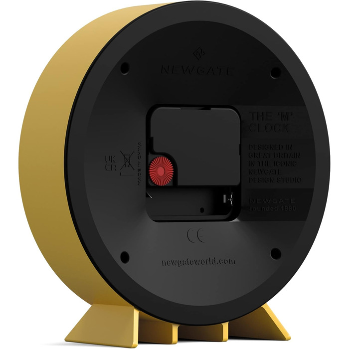 NEWGATE® M Mantel Clock for Fireplace Inserts, Silent, No Ticking, Modern Mantel Clock, Small Mantel Clock, Railroad Dial (Yellow)