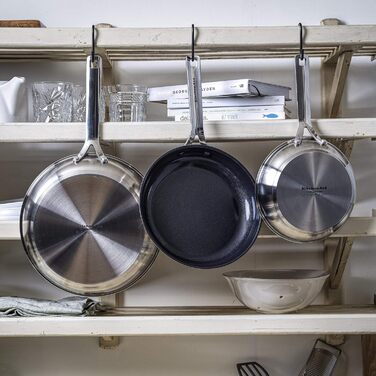 Набір сковорідок KitchenAid з нержавіючої сталі 20 см і 28 см, 3-шарове антипригарне покриття, для індукції, для духовки, посудомийної машини, з холодною ручкою, сріблястий