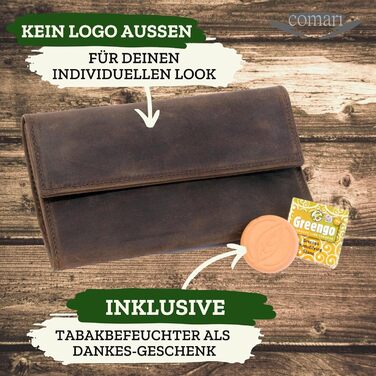 Premium Leather Tobacco Pouch - Tobacco Bag with Magnetic Closure - Extra Double-Paper & Filter Compartment - Handcrafted Rolling Pouch (Vintage Brown)