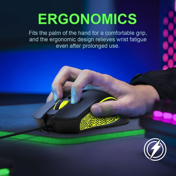 Ігровий комплект клавіатури та миші HXSJ V700: компактна клавіатура TKL з RGB-підсвічуванням та оптична миша з 7 кнопками (до 3600 DPI) для PC та Mac, чорний колір