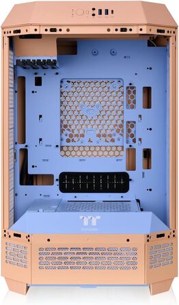 Thermaltake The Tower 300 Bumblebee: Корпус ПК Micro Tower (Micro-ATX/mini-ITX) з вертикальним дизайном, 3x Tempered Glass, 2x140mm PWM вентилятори, підтримка радіатора до 420mm, опціональний комплект для встановлення (Peach Fuzz)