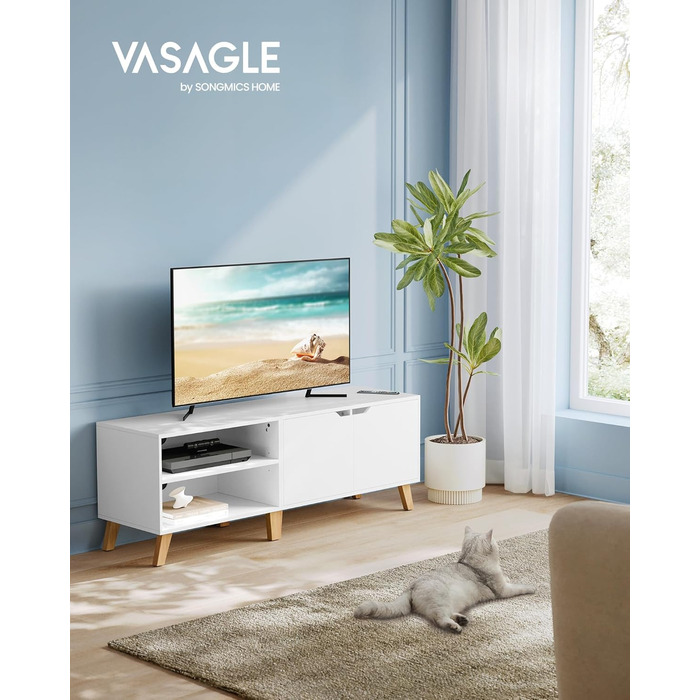 VASAGLE ТВ-тумба 140 см, біла, для телевізора до 60