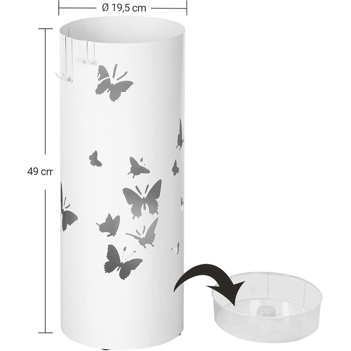 Підставка для парасоль під SONGMICS, металева, кругла, біла, з водозбірником, 49 x 19,5 см