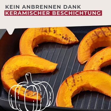 Сковорода гриль Fackelmann Soft 28 см, алюміній кований, керамічне покриття Greblon CK2, ручка Soft-Touch