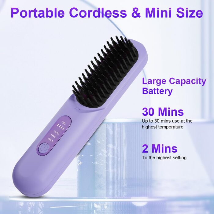 Бездротова випрямляч для волосся LOPHE з LED-дисплеєм, білий (фіолетовий тип-b)