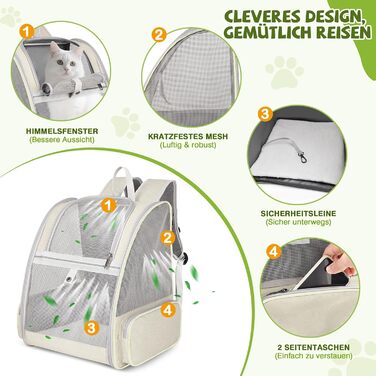 Рюкзак для тварин Allsopets: дихаючий, для котів та собак, маленьких порід, для подорожей та активного відпочинку (кремовий жовтий)