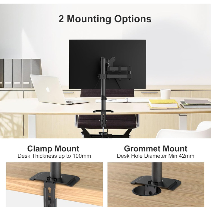 Кріплення для монітора Bracwiser: регульована підставка для LCD/LED моніторів 13-32 дюймів (до 10 кг), VESA 75x75/100x100, чорний