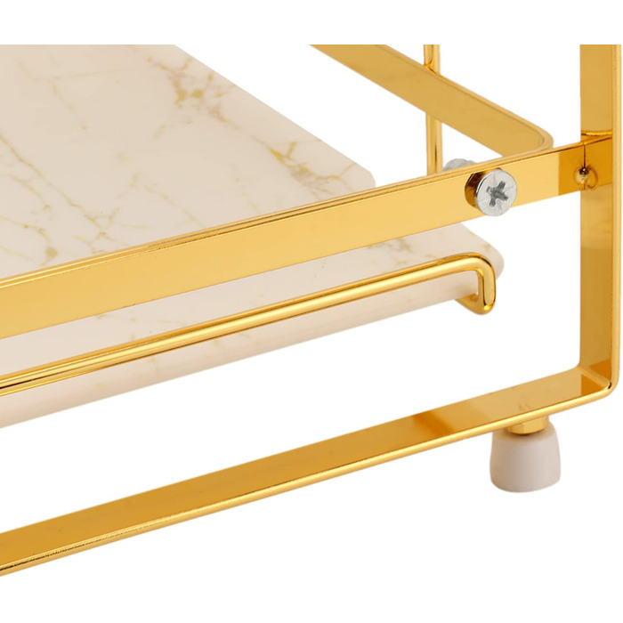 Wall-mounted bathroom shelf with 2 tiers, desk storage shelf for bedroom, kitchen, living room, bathroom, countertop, Nizer for enhanced Nizer and space-saving, gold