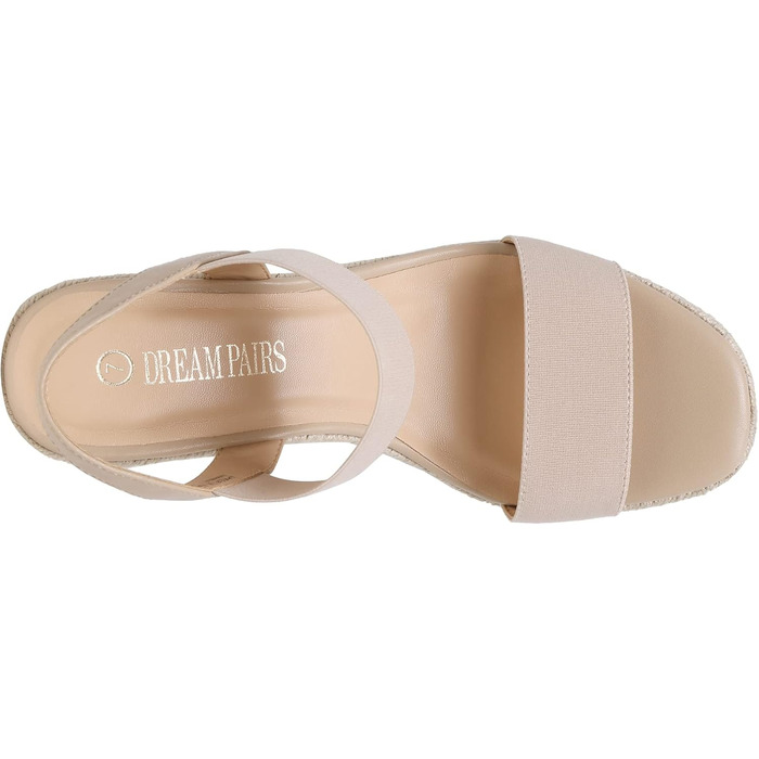 Босоніжки жіночі DREAM PAIRS на танкетці, еспадрильї, бежеві, 40 EU