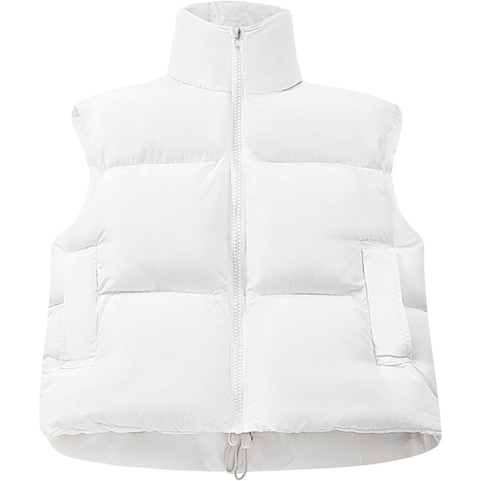 Стежка Daen з коміром-стійкою, застібка на блискавку, коротка жилетка, утеплена, білий, XXL