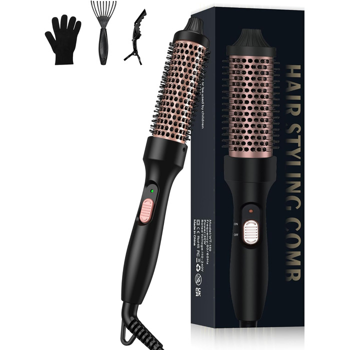 UKLISS Стайлер для волосся 6-в-1 Airbrush | Професійний набір Air Styler - 1000W | Фен-щітка, плойка, фен, для локонів, об'єму та випрямлення (Рожеве золото)