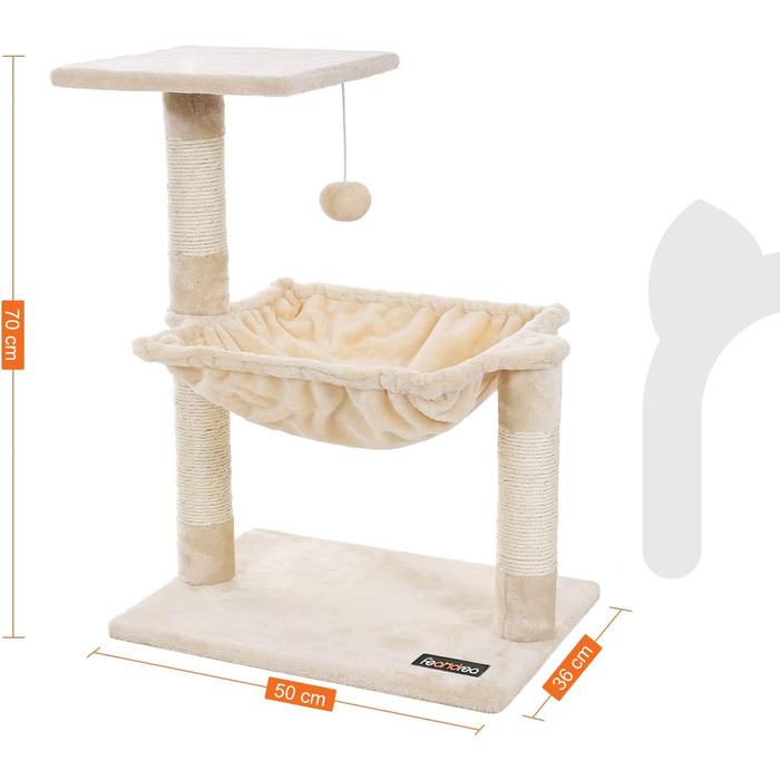 Feandrea Cat Tree Scratching Post with Lounger 70 cm PCT82M