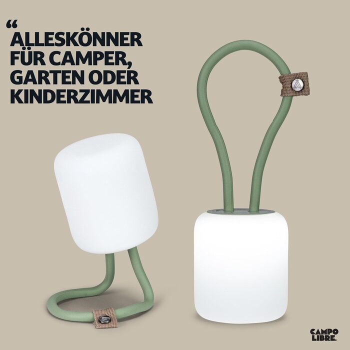 Campo Libre.® LENI I Camping Lamp I flexible Outdoor Lamp for Hanging, Standing, and Mounting I dimmable Camping Light I rechargeable I Balcony Lamp, Camping Light, Outdoor Table Lamp