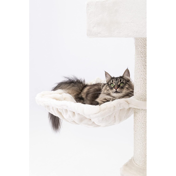 Котячий комплекс Petrebels Cleopatra, 134 см, з лежаком та котячою печерою, діаметр стовпів 9 см, бежевий/кремовий