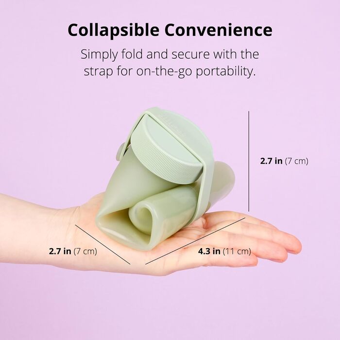 BLUE GINKGO Collapsible Water Bottles [2-Pack] – Lightweight, foldable silicone bottles for travel, hiking, and camping (500ml, Made in Korea, Beige) (2 Pack, Olive Green)