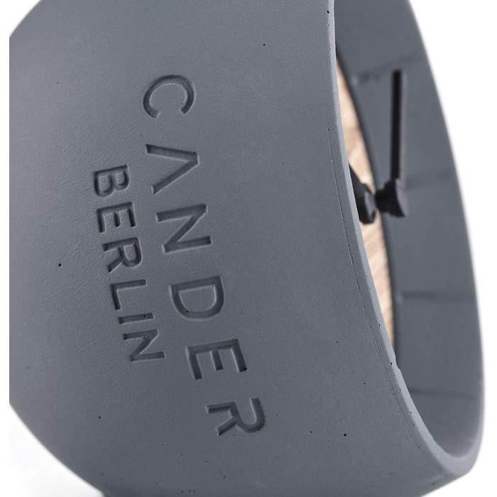 Cander Berlin MNU 6712 Table Clock Silent Concrete Wood Concrete Clock Standing Clock 12 cm Sphere Silent