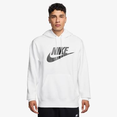 Чоловіче худі Nike Sportswear Club Fleece BV2654 біле з чорним логотипом, розмір M