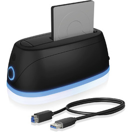 Док-станція ICY BOX для HDD/SSD USB 3.0 з RGB підсвічуванням, підтримка 2.5/3.5