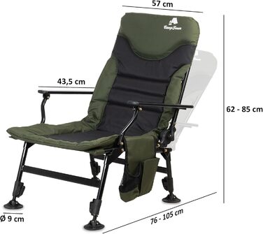 Крісло розкладне CampFeuer Angelstuhl для кемпінгу, риболовлі та відпочинку на природі (темно-зелений/чорний)