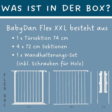 BabyDan Flex XXL – захисне бар'єр для каміну та сходів, перегородка для кімнати, білий, 90-350 см, Данія