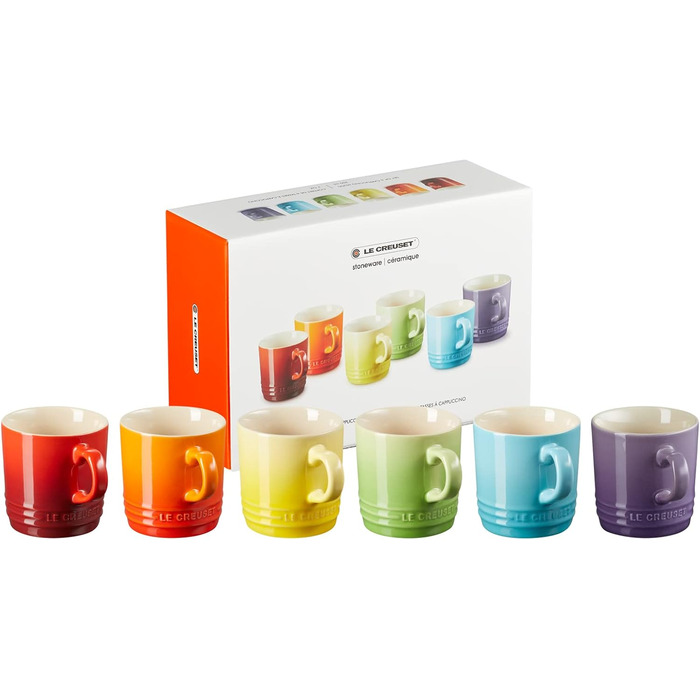 Le Creuset 6-Piece Cappuccino Cup Set, 200 ml each, Rainbow, 79114208359030
