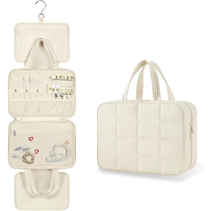 Косметичка-органайзер для подорожей з гачком, жіноча/чоловіча, велика, бежева (#2)