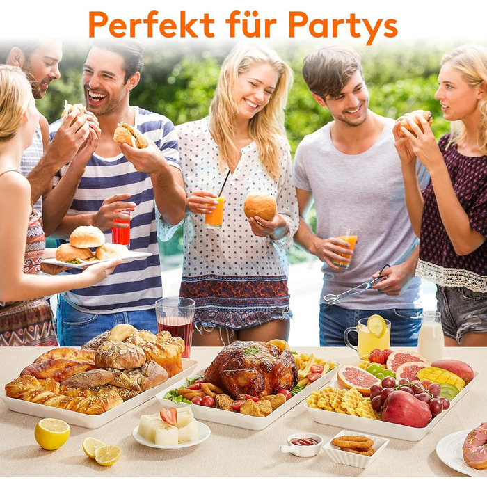 Набір сервірувальних тарілок Lifewit, 4 шт., 36.7 x 24 см, BPA-free, для буфетів, свят, пікніків, сніданків та закусок, білий