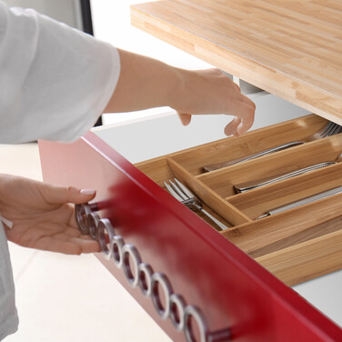 Relaxdays Bamboo Cutlery Box, 6 Compartments